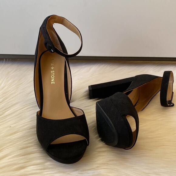 Block-Heel Platform Sun Stone Reeta Sandal Black 9.5 NEW!! - Picture 4 of 13